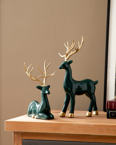Aqua Serenity Deer Table Clock - Set Of 3